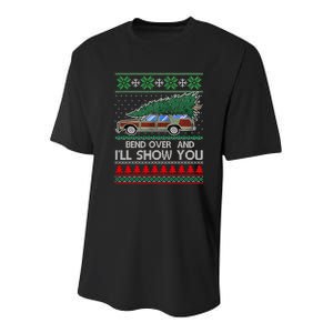 Bend Over And ILl Show You Christmas Couple Matching Family Youth Performance Sprint T-Shirt