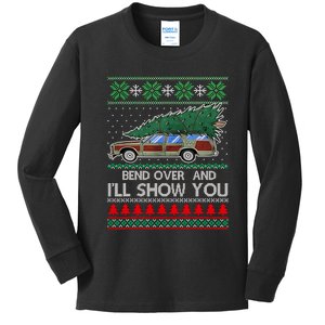 Bend Over And ILl Show You Christmas Couple Matching Family Kids Long Sleeve Shirt