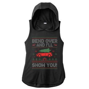 Bend Over And I'll Show You Ugly Christmas Couple Matching  Ladies PosiCharge Tri-Blend Wicking Draft Hoodie Tank