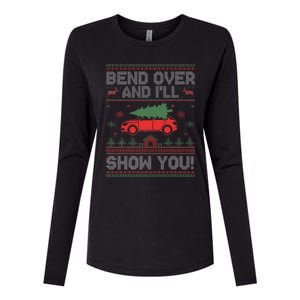 Bend Over And I'll Show You Ugly Christmas Couple Matching  Womens Cotton Relaxed Long Sleeve T-Shirt