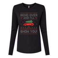 Bend Over And I'll Show You Ugly Christmas Couple Matching  Womens Cotton Relaxed Long Sleeve T-Shirt