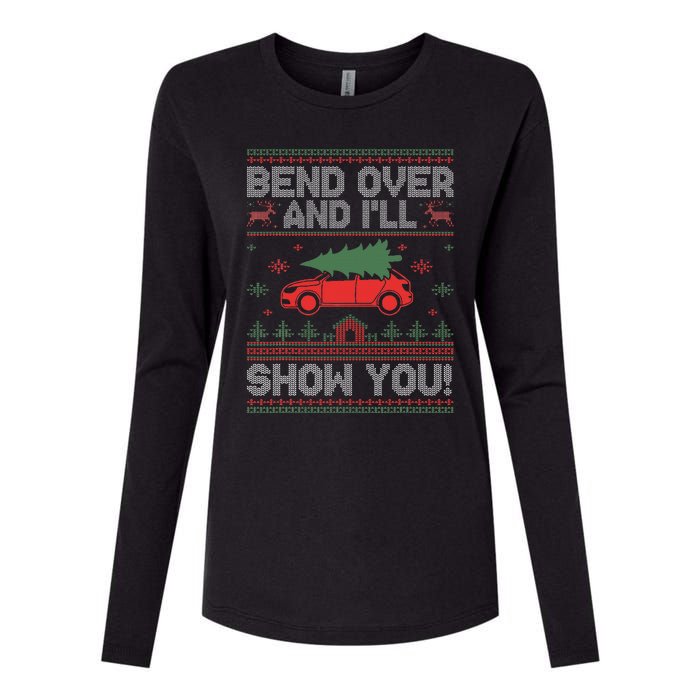 Bend Over And I'll Show You Ugly Christmas Couple Matching  Womens Cotton Relaxed Long Sleeve T-Shirt