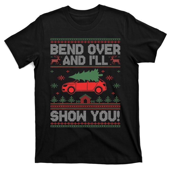 Bend Over And I'll Show You Ugly Christmas Couple Matching  T-Shirt