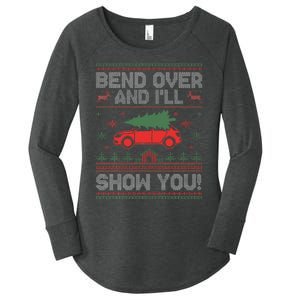 Bend Over And I'll Show You Ugly Christmas Couple Matching  Women's Perfect Tri Tunic Long Sleeve Shirt