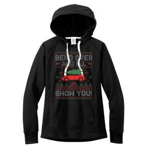 Bend Over And I'll Show You Ugly Christmas Couple Matching  Women's Fleece Hoodie