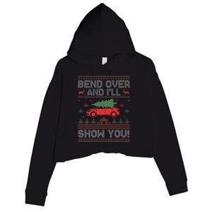 Bend Over And I'll Show You Ugly Christmas Couple Matching  Crop Fleece Hoodie