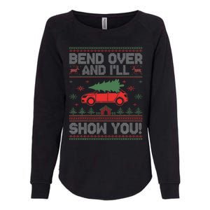 Bend Over And I'll Show You Ugly Christmas Couple Matching  Womens California Wash Sweatshirt