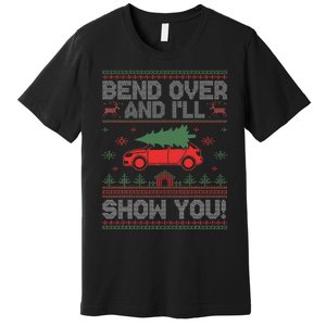 Bend Over And I'll Show You Ugly Christmas Couple Matching  Premium T-Shirt