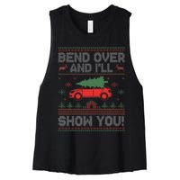 Bend Over And I'll Show You Ugly Christmas Couple Matching  Women's Racerback Cropped Tank