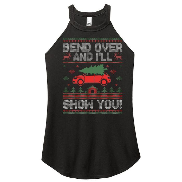 Bend Over And I'll Show You Ugly Christmas Couple Matching  Women's Perfect Tri Rocker Tank