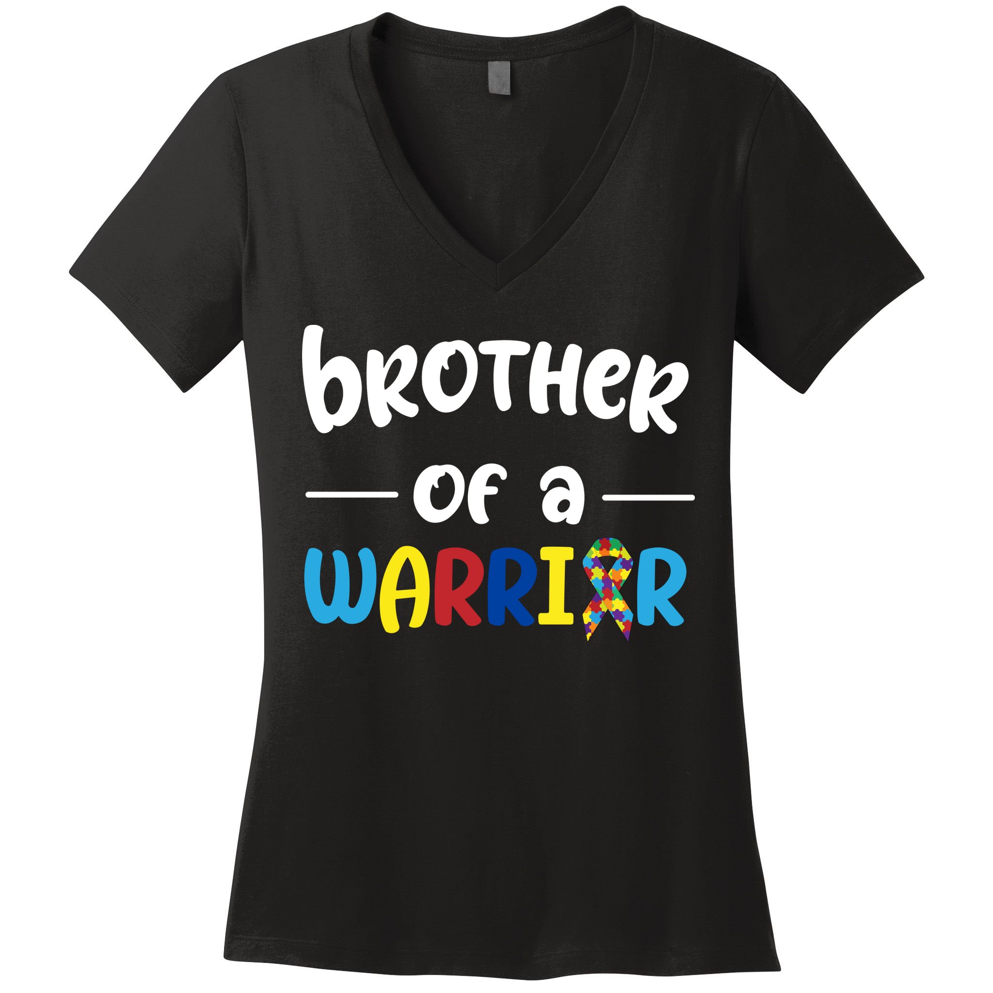 Brother Of A Warrior Autism Awareness Women's V-Neck T-Shirt