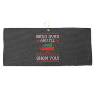 Bend Over And I'll Show You Ugly Christmas Couple Matching  Large Microfiber Waffle Golf Towel