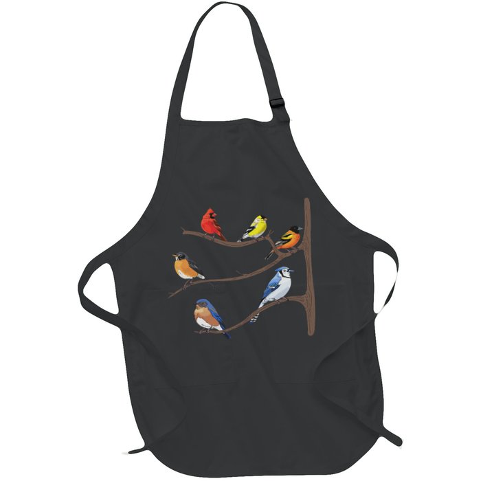 Birds On A Branch Birding Bird Watching Birder Bird Watcher Full-Length Apron With Pockets