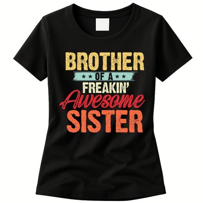 Brother of a Freakin' Awesome Sister gifts Funny Brother Womens T-Shirt