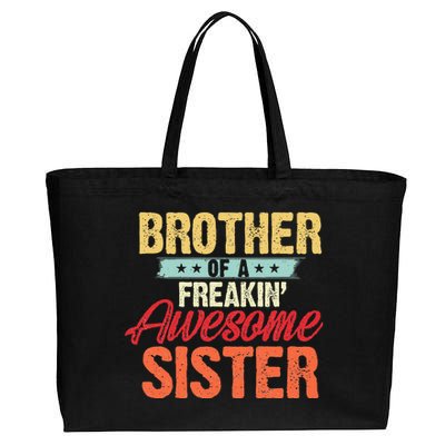 Brother of a Freakin' Awesome Sister gifts Funny Brother Cotton Canvas Jumbo Tote