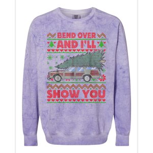 Bend Over And ILl Show You Ugly Christmas Couple Matching Colorblast Crewneck Sweatshirt