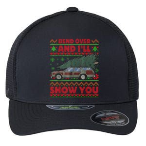 Bend Over And ILl Show You Ugly Christmas Couple Matching Flexfit Unipanel Trucker Cap