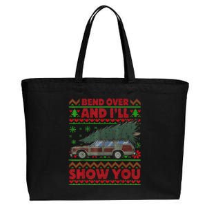 Bend Over And ILl Show You Ugly Christmas Couple Matching Cotton Canvas Jumbo Tote