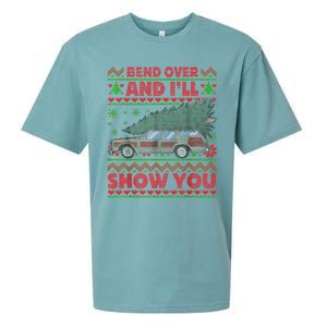 Bend Over And ILl Show You Ugly Christmas Couple Matching Sueded Cloud Jersey T-Shirt