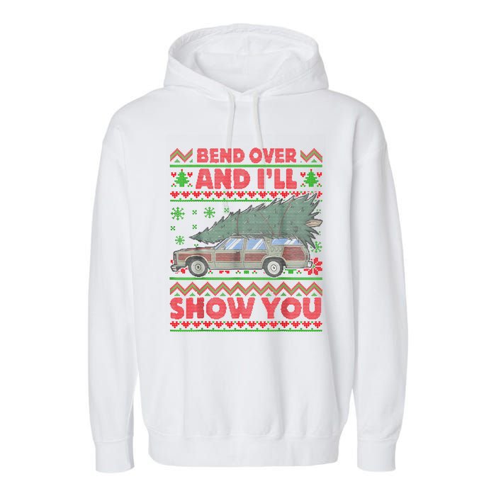 Bend Over And ILl Show You Ugly Christmas Couple Matching Garment-Dyed Fleece Hoodie