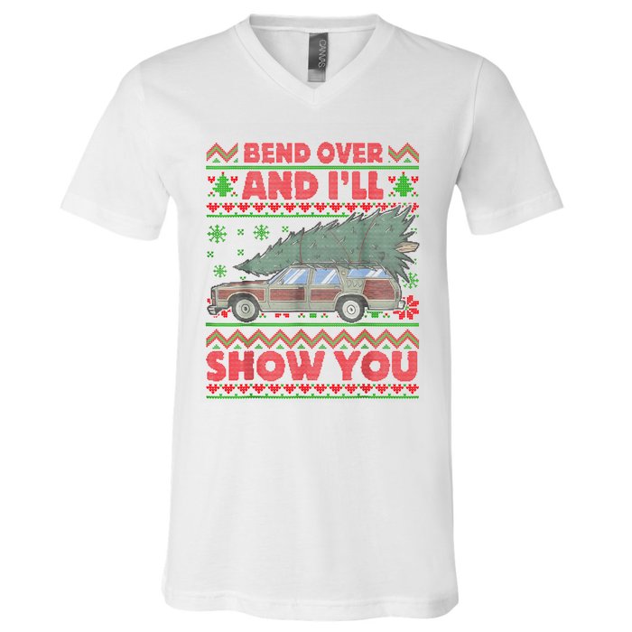 Bend Over And ILl Show You Ugly Christmas Couple Matching V-Neck T-Shirt