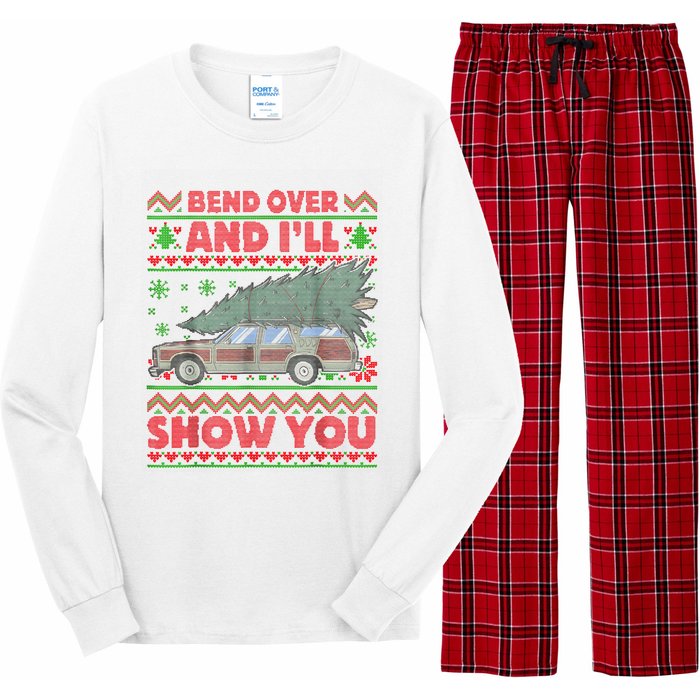 Bend Over And ILl Show You Ugly Christmas Couple Matching Long Sleeve Pajama Set