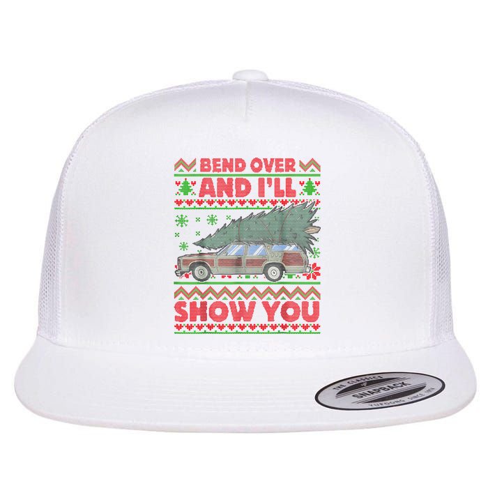 Bend Over And ILl Show You Ugly Christmas Couple Matching Flat Bill Trucker Hat