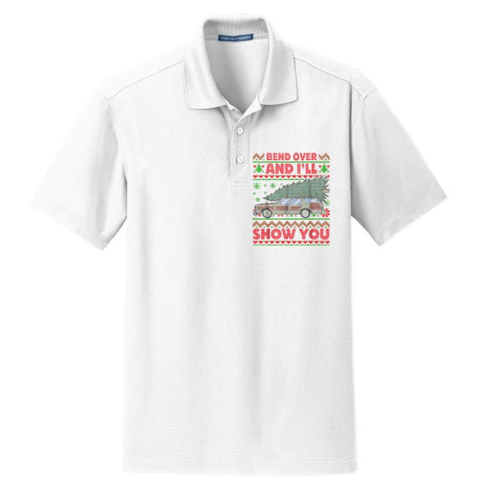 Bend Over And ILl Show You Ugly Christmas Couple Matching Dry Zone Grid Polo