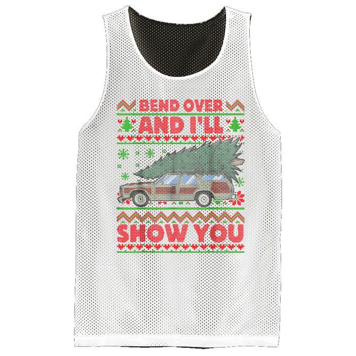 Bend Over And ILl Show You Ugly Christmas Couple Matching Mesh Reversible Basketball Jersey Tank