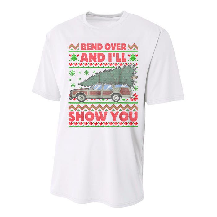 Bend Over And ILl Show You Ugly Christmas Couple Matching Performance Sprint T-Shirt