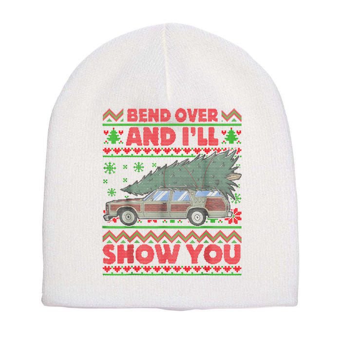 Bend Over And ILl Show You Ugly Christmas Couple Matching Short Acrylic Beanie