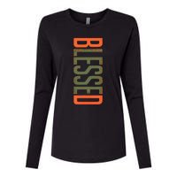 Blessed Olive Army Solar Orange Color Match Womens Cotton Relaxed Long Sleeve T-Shirt