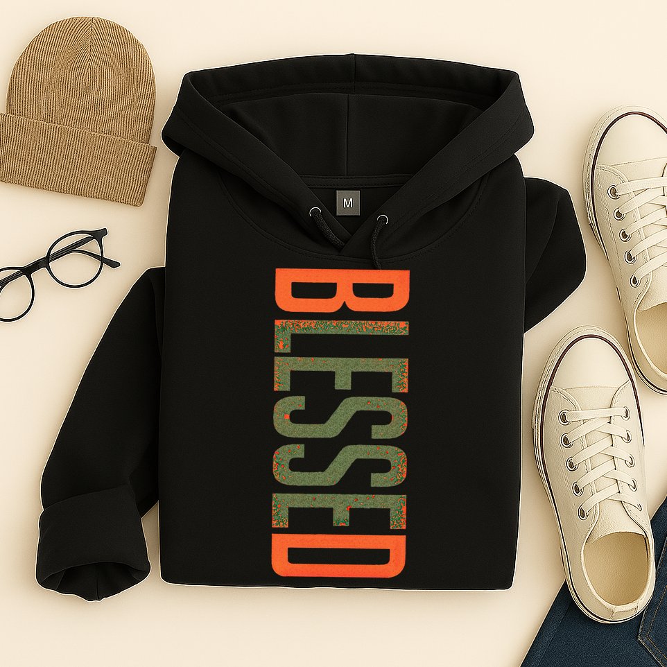 Blessed Olive Army Solar Orange Color Match Hoodie
