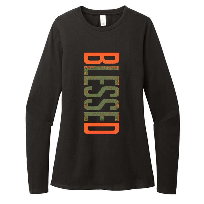 Blessed Olive Army Solar Orange Color Match Womens CVC Long Sleeve Shirt