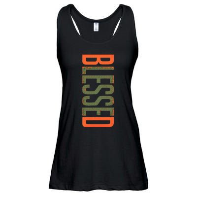 Blessed Olive Army Solar Orange Color Match Ladies Essential Flowy Tank