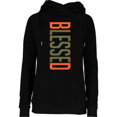 Blessed Olive Army Solar Orange Color Match Womens Funnel Neck Pullover Hood