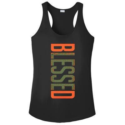 Blessed Olive Army Solar Orange Color Match Ladies PosiCharge Competitor Racerback Tank