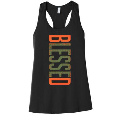 Blessed Olive Army Solar Orange Color Match Women's Racerback Tank