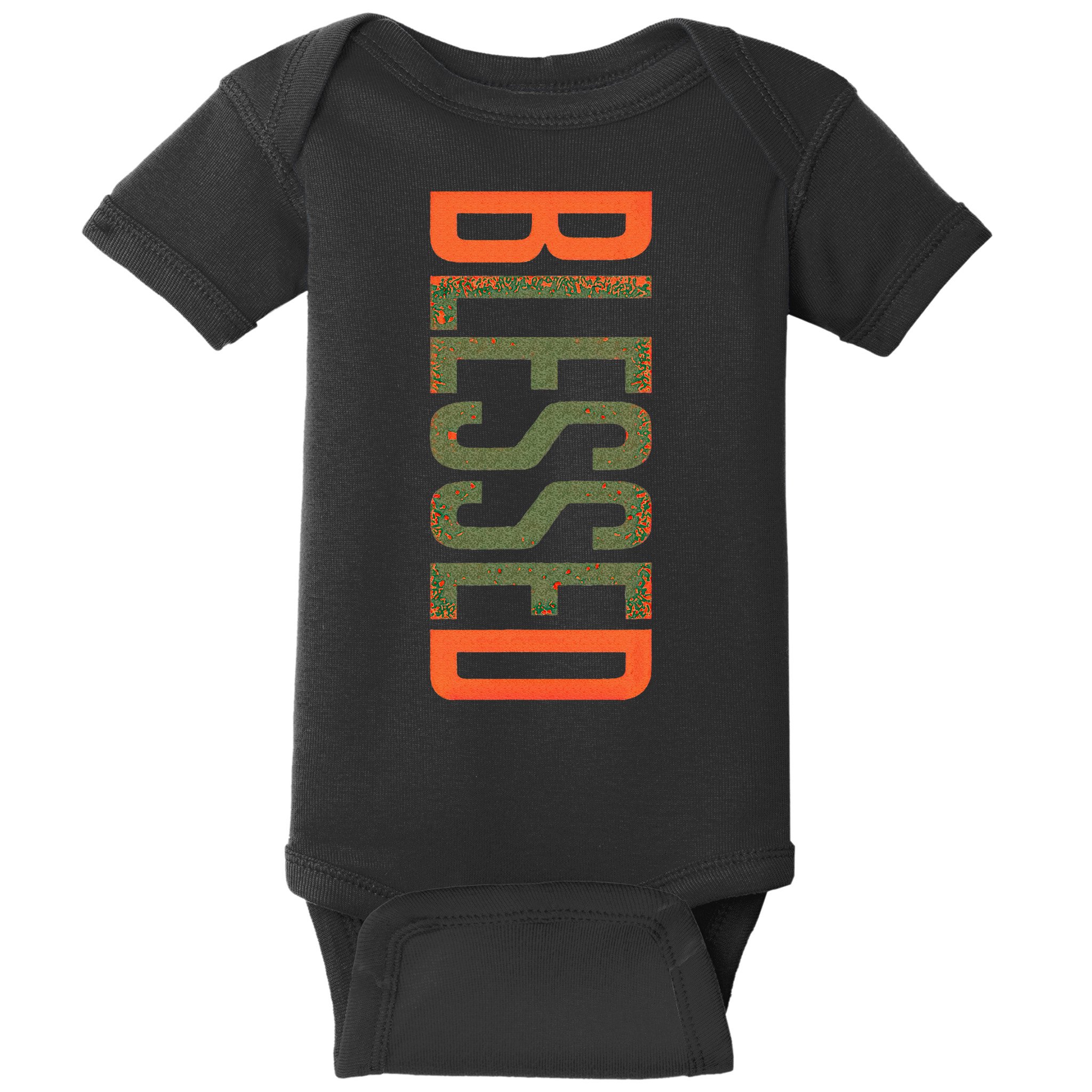 Blessed Olive Army Solar Orange Color Match Baby Bodysuit