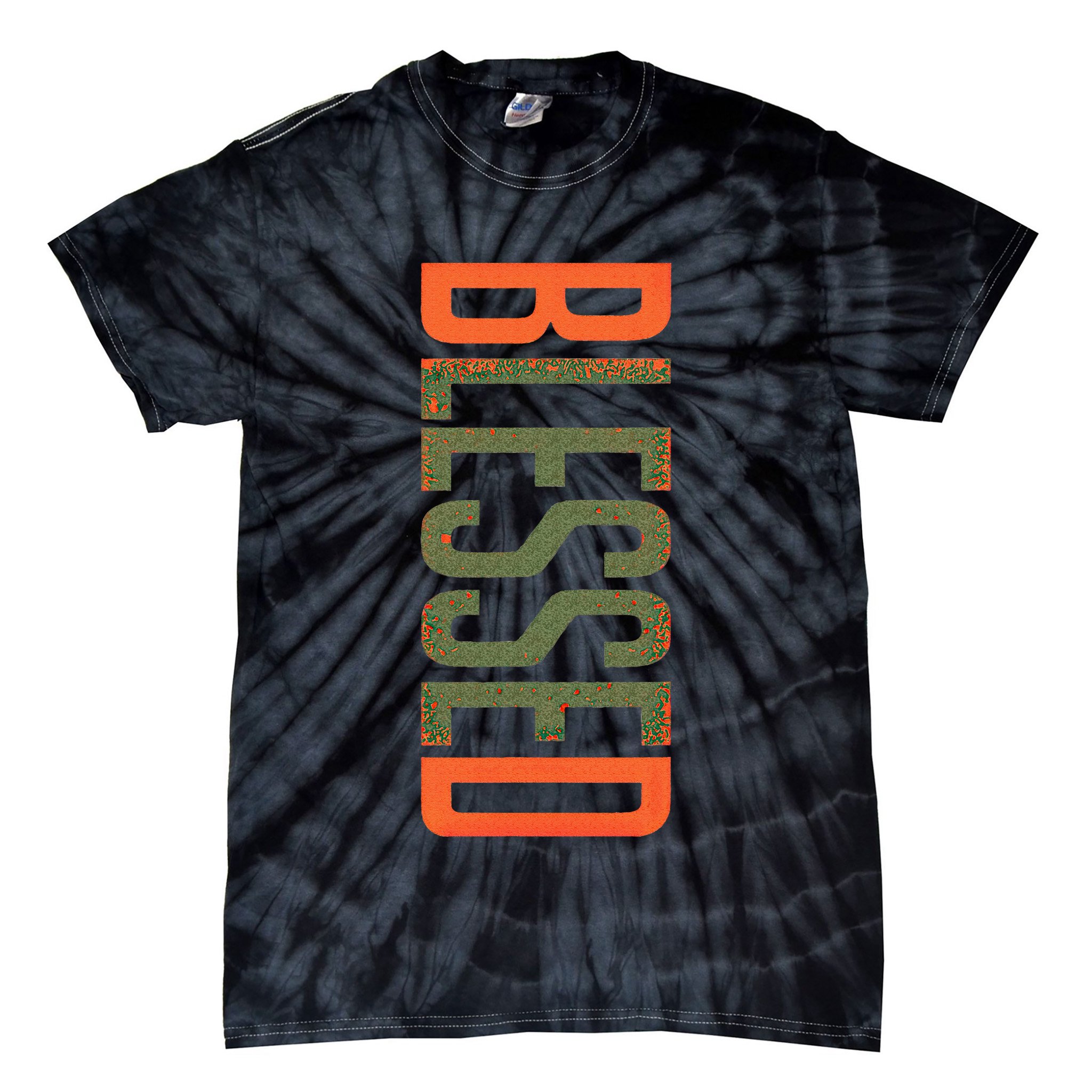 Blessed Olive Army Solar Orange Color Match Tie-Dye T-Shirt