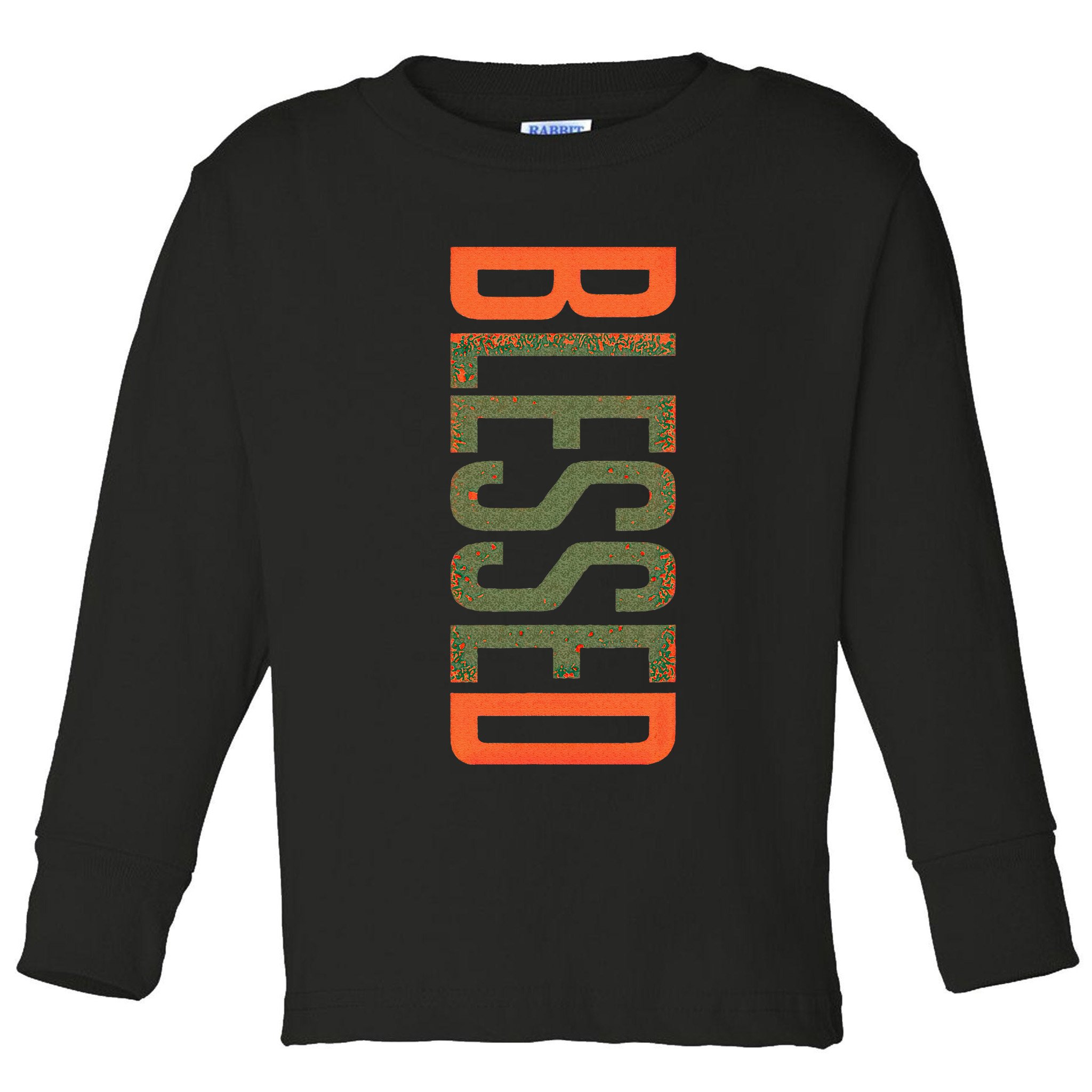 Blessed Olive Army Solar Orange Color Match Toddler Long Sleeve Shirt
