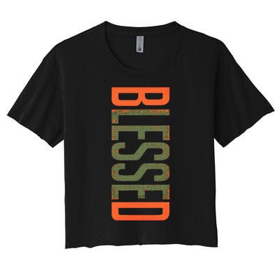 Blessed Olive Army Solar Orange Color Match Women's Crop Top Tee