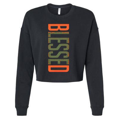 Blessed Olive Army Solar Orange Color Match Cropped Pullover Crew