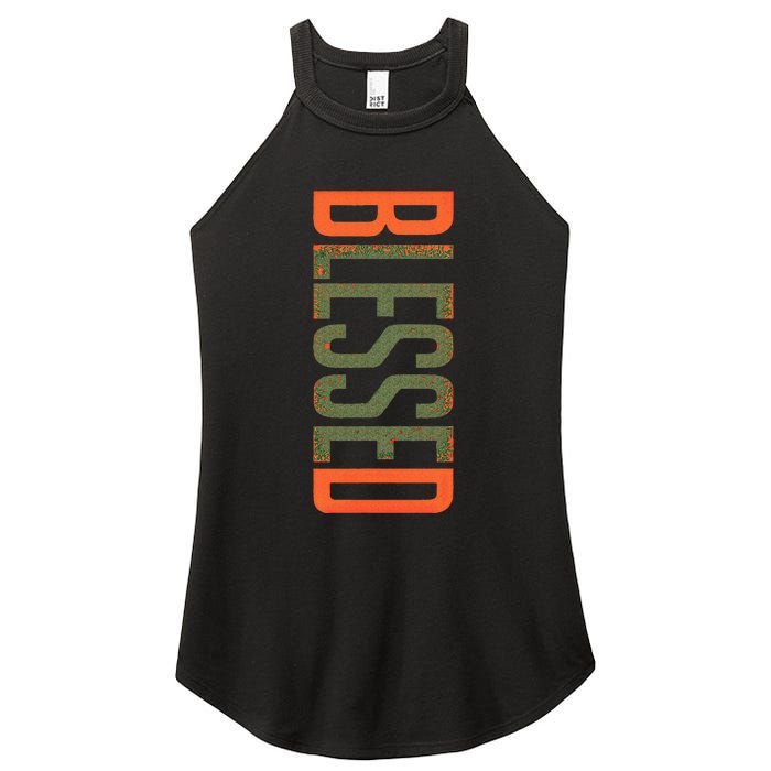 Blessed Olive Army Solar Orange Color Match Women's Perfect Tri Rocker Tank