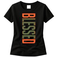 Blessed Olive Army Solar Orange Color Match Womens T-Shirt