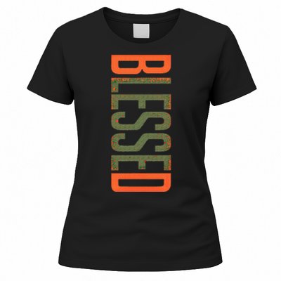 Blessed Olive Army Solar Orange Color Match Women's T-Shirt