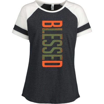 Blessed Olive Army Solar Orange Color Match Enza Ladies Jersey Colorblock Tee