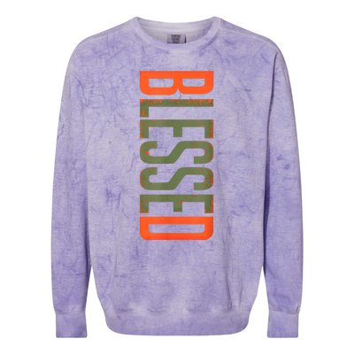 Blessed Olive Army Solar Orange Color Match Colorblast Crewneck Sweatshirt