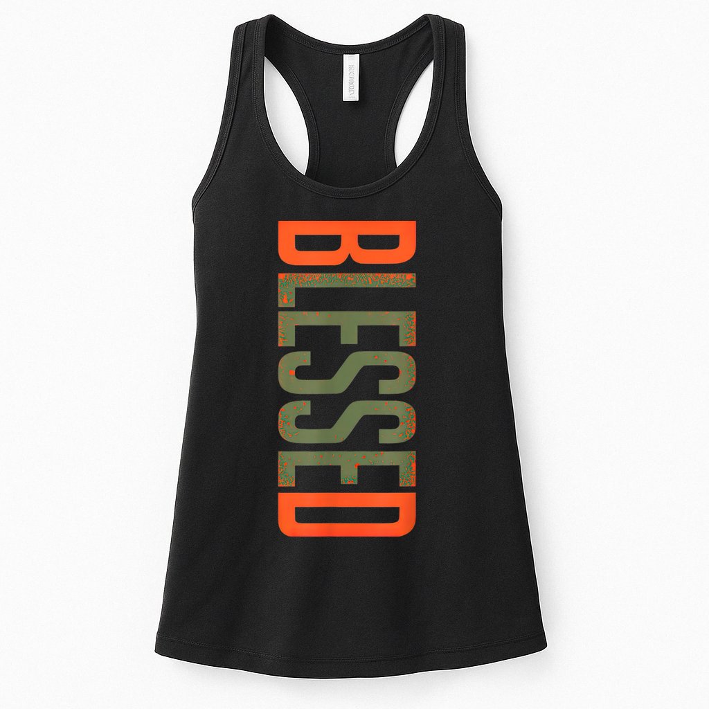 Blessed Olive Army Solar Orange Color Match Womens Tank Top