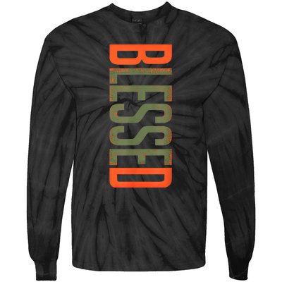 Blessed Olive Army Solar Orange Color Match Tie-Dye Long Sleeve Shirt